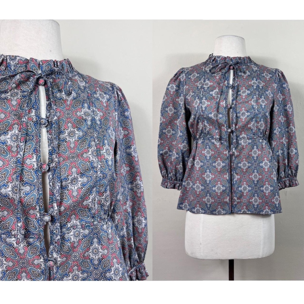 Marc by Marc Jacobs scarf print silk top 70s vintage blouse victorian Edwardian